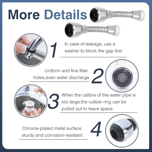 Miniatura 3 de Vegcoo 3pcs Aireador Grifo Cocina, Alargador Grifo Giratorio 360 , Adaptador Grifo Cocina, Grifo De Ahorro De Agua Extensor Grifo Para Cocina Y Baño