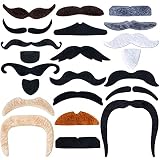 Fake Mustaches Self Adhesive, 66Pcs Novelty Hairy Beard in 22 Designs, Funny Facial Fake Mustache fo