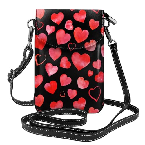 Pochette téléphone portable femmes avec motif cœurs aquarelle et porte-cartes
