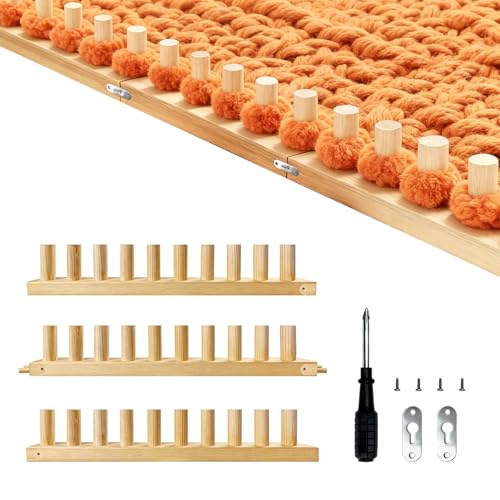 46' Adjustable Chunky Blanket Loom, Extra Large DIY Wooden Weaving Frame for Thick Yarn, Modular Knitting Board for Home Decor, Stress Relief, Beginner-Friendly Craft Kit
