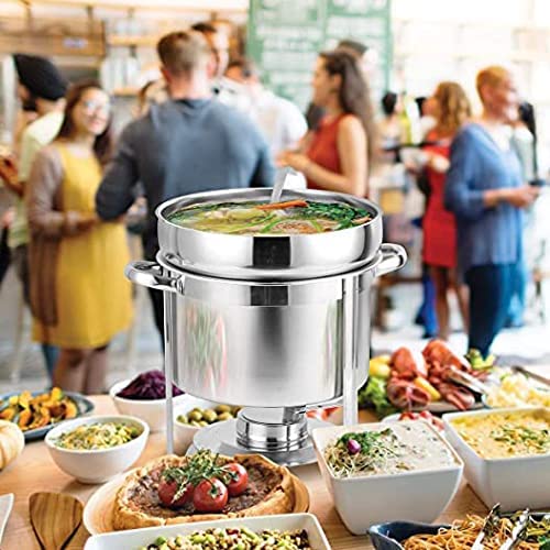 Zestaw garnków do zupy ze stali nierdzewnej z uchwytem na paliwo i łyżką, serwer bufetowy na chilli, gumbo i imprezy gastronomiczne, podgrzewacz do żywności na imprezy