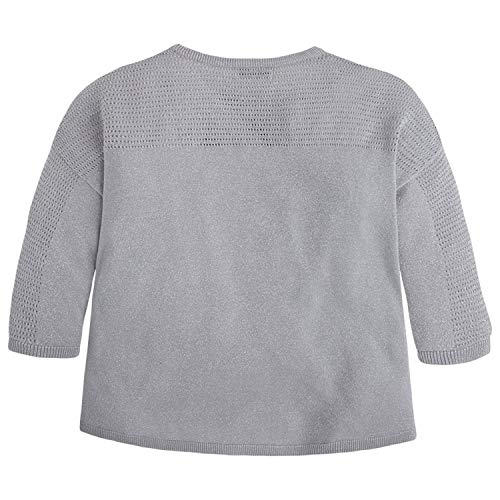 Mayoral Chic Tween Girls 8-18 Open-Work Metallic Knit Pullover Sweater, Silver,82