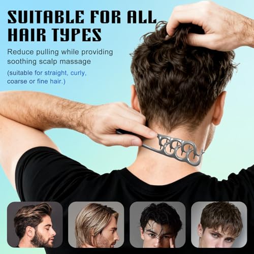 Image of 2PCS Texture Comb, Hair Comb For Men, Styling Comb Curly Hair Brush 10.5x22.5 cm Volumizing Detangling Travel Blow-Dry Tool
