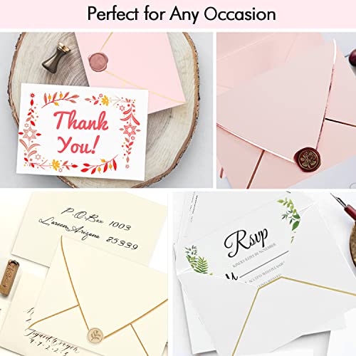 image for AZAZA A7 Pink Envelopes 50 Pack 5 x 7 - V flap, Quick Self Seal, With 