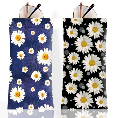 Image of Anikathy 2Pcs Sunglass Eyeglass Glasses Case Soft PU Leather with Cleaning Cloth Cute Glasses Pouch Bag for Men Women Girs