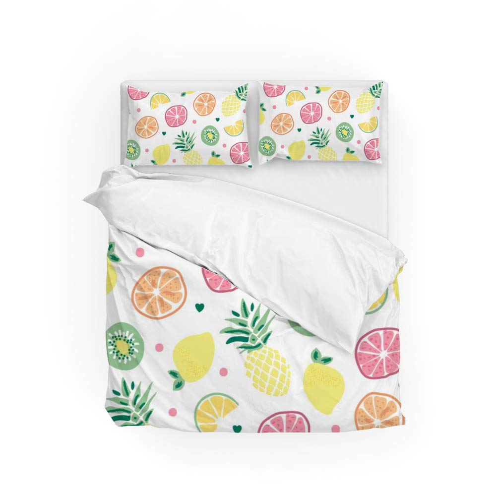 Parure de lit polyester durable CHEHONG motif fruits housse couette Super King confortable