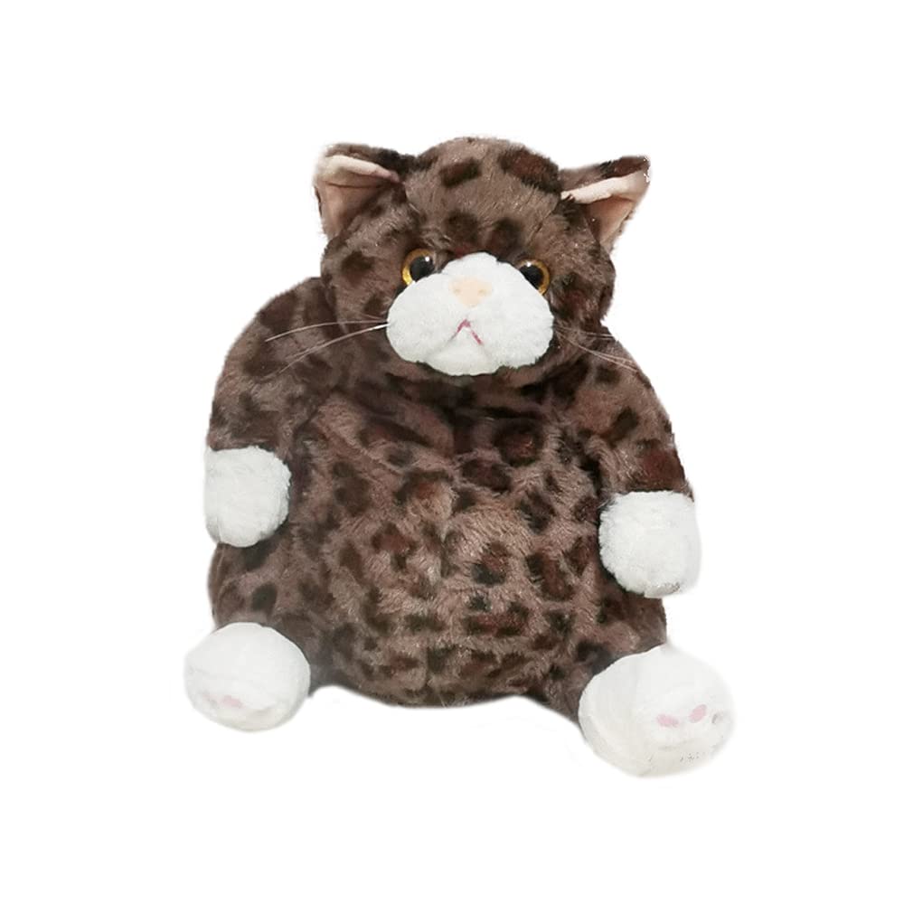 Fat Leopard Print Plush Cat Stuffed Animals Toy,Lifelike Leopard Print Tabby Cat Kitty Toy for Boys and Girls Children Xmas Birthday Gift,9.8 /13.7 Inches