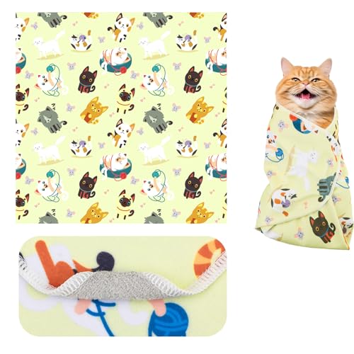 Image of Gosknor Self-Adhesive Cat Grooming Burrito Wrap, 21.65x21.65in Anti-Scratch Swaddle Blanket for Nail Clipping Anti-Escape Calming Cat Restraint for Trimming Pet Grooming Supplies (Large)