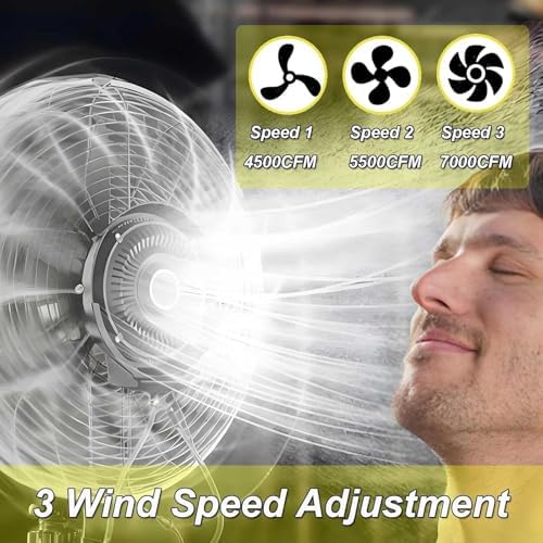 Outdoor Wall-Mounted Misting Fan with 15L Water Tank & Auto Fill – Perfect for Patios, Camping, Picnics, and Outdoor Activities (71cm/28in)