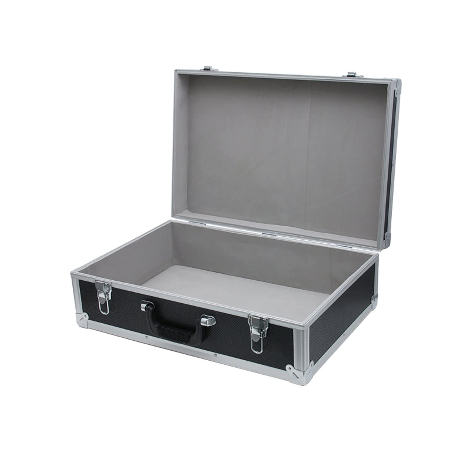 BC47 Black and Silver Flight Case L570xW380xH190mm with Reinforced Corner Fittings, Ideal for Tools, Photography, Gaming, Electronics