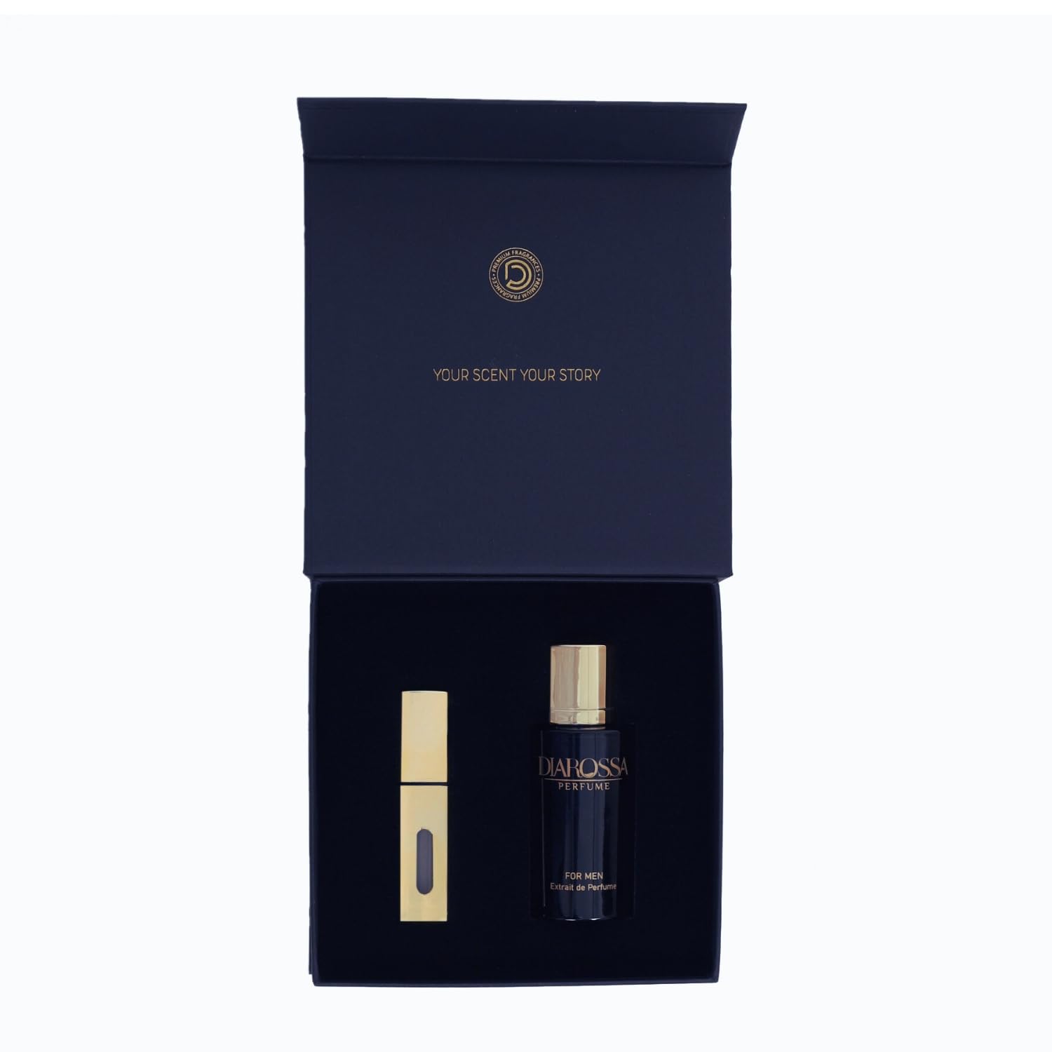 DIAROSSA® Erkek Parfüm Hediye Seti – 50ml Extrait de Parfum + 8ml Doldurulabilir Şişe – Lüks Hediye Kutusu – Farklı Koku Seçenekleri (M002, One Million 'dan esinlenilmiş)