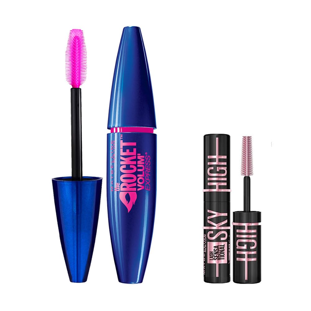 Maybelline New York Volum' Express Rocket Ekstra Siyah Maskara & Mini Lash Sensational Sky High Cosmic Black Maskara Makyaj Seti