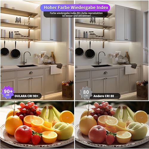 OULARA COB LED Streifen 8M Dimmbar Warmweiß Kaltweiß 2700K-6500K,576LEDs/m 24V LED Strip Lights CRI90+ für Schlafzimmer Küche Zuhause DIY Beleuchtung(No Netzteil und Dimmer)