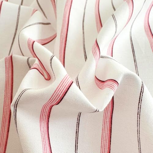 Image of EAVD Pink White Striped Duvet Cover Twin Soft 100% Cotton Pink Vertical Ticking Stripes Bedding Set with 2 Pillowcases Modern Geometric Pattern Duvt Cover with Zipper Closure