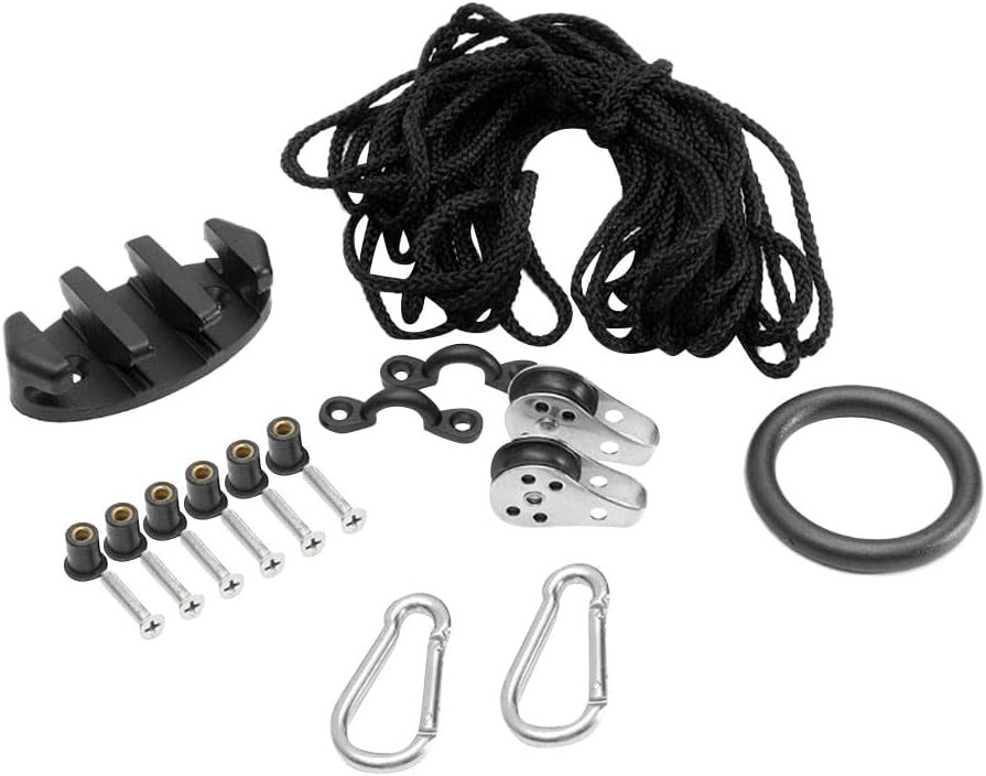 Premium Kayak Canoe Anchor Trolley Kit- Easy 360 Boat Positioning & Fishing- Nylon Rigging & Stainless Steel Hardware- for Water Sports Enthusiasts & Anglers