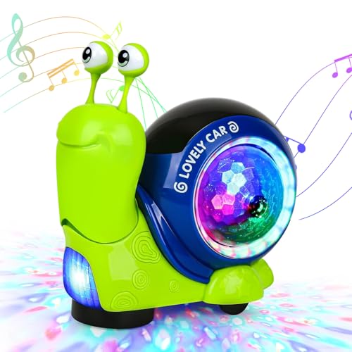 XUDUOO Snail Baby Toys, Musical Light Interactive Crawling Sensory Toys, Boys Girls Birthday Gifts for Kids Toddler Age 0-6 months 1 2 3 Years Old