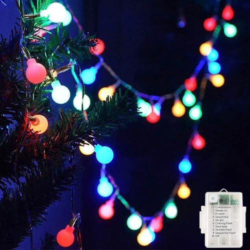 Laihur Fairy Lights Battery 4M/13ft 40 LED Globe String Lights with 8 Lighting Modes Fairy Light Battery for Patio Party Halloween Christmas (Multi-Coloured)