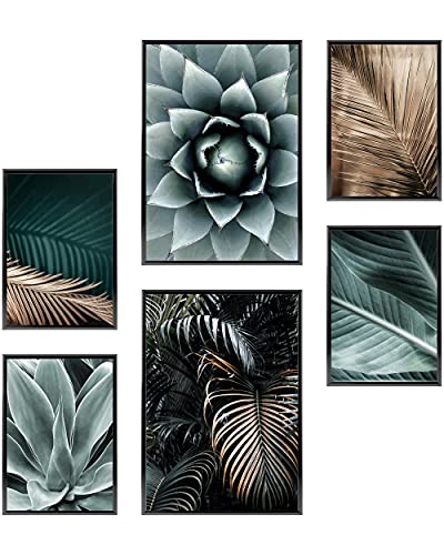 Heimlich - Juego de Pósters - 2 de A3 / 30x42 cm + 4 de A4 / 21x30 cm - Pósters Premium - Impresiones sin marco - Estilo moderno - Agave Palm Gold
