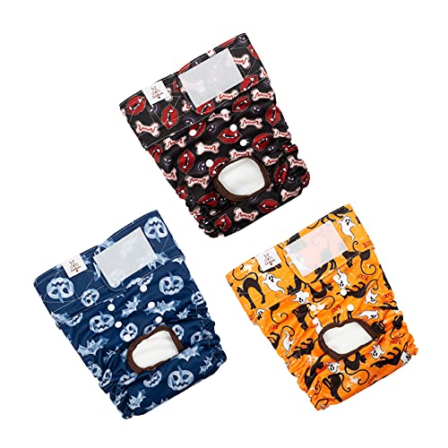 Image of CuteBone Dog Diapers Female Washable Small Medium Large 3 Pack Reusable Doggie Diapers Puppy Period Pants for Doggy Heat Cycle Peeing
