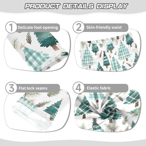 KLL Buffalo Plaid Christmas Trees Watercolor Toddler Girls Active Leggings Casual Full Length Leg Yoga Pants Sports3