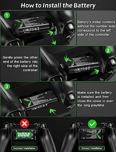 Pakiet baterii Xbox One zgodny z kontrolerem Xbox Series X/Xbox Series S/Xbox One/Xbox One S/X/Elite Akumulator 4 * 2000 mAh z 4-gniazdową stacją ładującą i kablem typu C