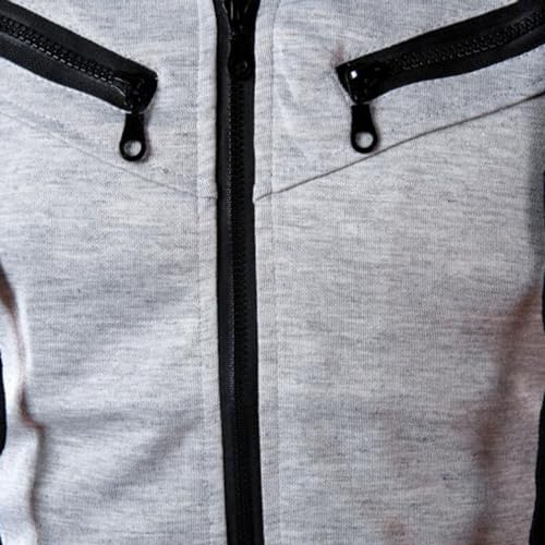 Image of Men's Sleeveless Hoodie Vest Workout Tank Top Hooded Fitted Fall Zip Up Slimming Spring
