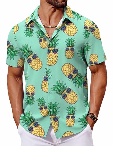 COOFANDY Mens Hawaiian Shirts Short Sleeve Summer Shirts Button Down Tropical Shirts for Men Resort Wear