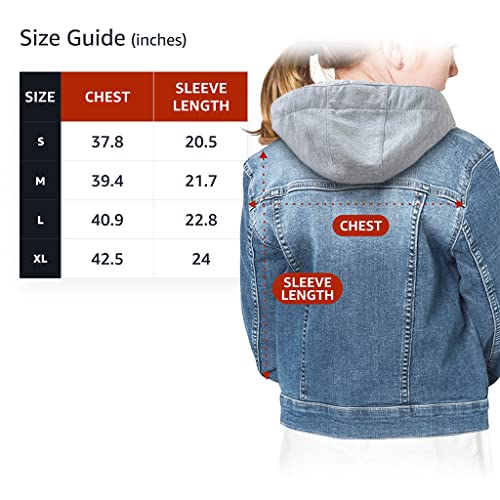 I Love My Grandparents Hooded Denim Jacket for Kids - Cute Jean Jacket - Phrase Denim Jacket for Kids4