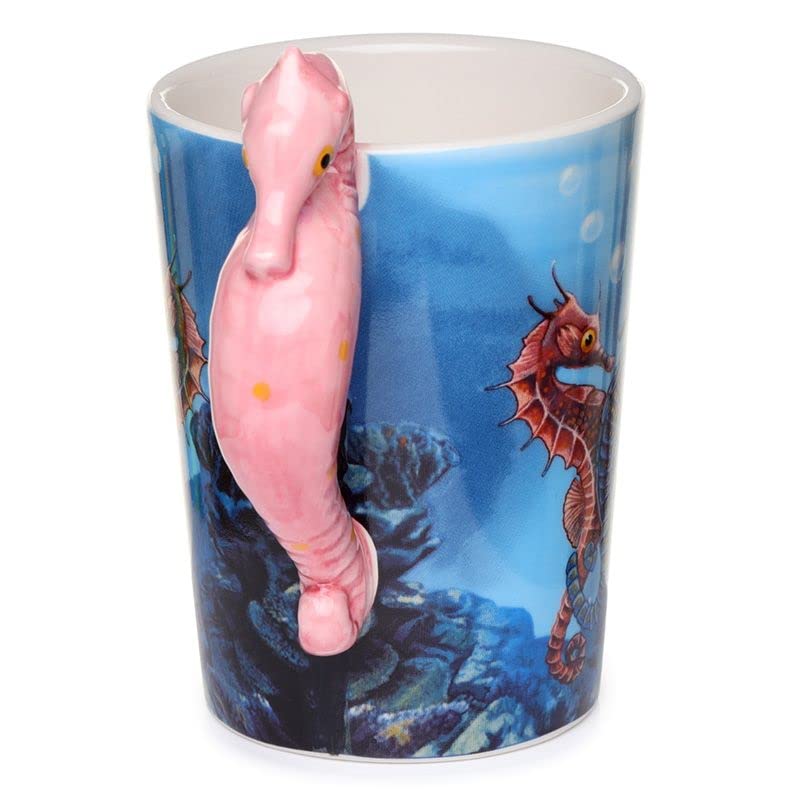 Caribou Living Seahorse Handle Novelty Ceramic Mug Cup Sea Aquatic Design 400ml for Hot Drinks Tea Coffee Hot Chocolate - Image 4
