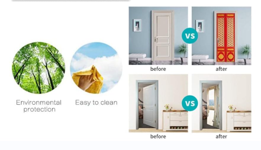 Stickers Porte De Douche Dessin Animé Et Fille Sticker De Porte Trompe L'oeil Effet 3D Intérieure Papier Peint Peintures Imperméable Amovible Autocollants L77 X H200cm