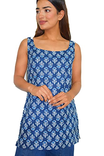 Image of JAIPUR HAND BLOCK Sleeveless Broad Neck Kurti Top S22SF