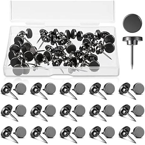 60 Pcs Black Push Pins Metal Thumb Tacks Decorative Wall Tack for Photos Hanging, Maps, Bulletin Boards, Crafts, Posters and Office Organization Cover