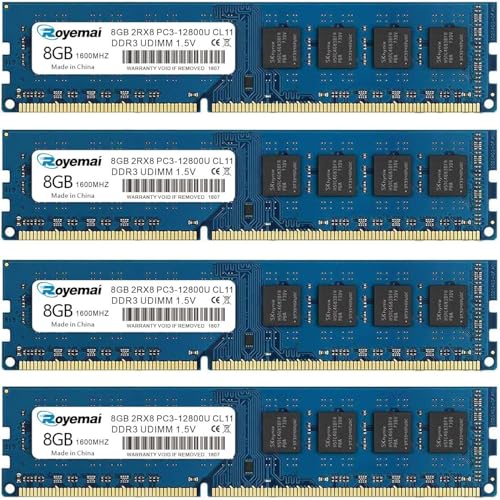 Mémoire RAM DDR3 1600 PC3-12800U Dimm 32Go Kit de Mise à Niveau PC Bureau