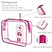 Lermende 3pcs Clear Makeup Bag, TSA Approved Toiletry Bag & Cosmetic Bag for Women With Zipper Handles, Quart Size Carry On Clear Make up Bags Airport Compliant Toiletries For Travel - Rose
