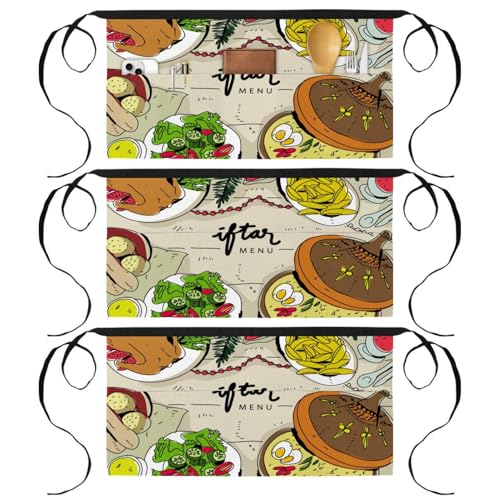 Demi-tablier de cuisine à poches pour éviter les taches de cuisson