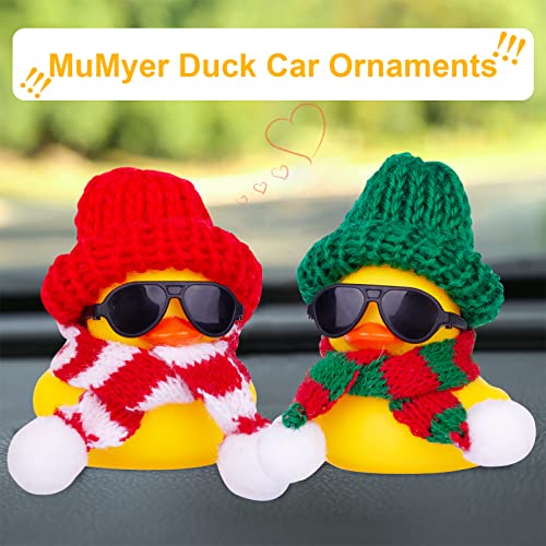 Image of Rubber Duck Car Ornaments 2Pack Winter Duck Car Dashboard Decorations for Christmas Decor and Home Decorations with Mini Hat Scarf and Sunglasses(A)