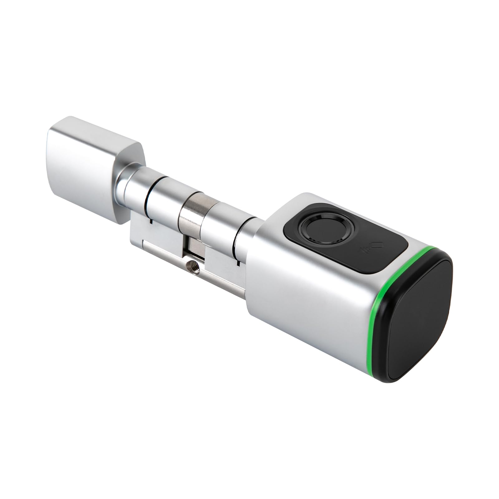 Türschloss Fingerabdruck, 60mm Smart Lock, Fingerprint Türschloss Zylinder Elektronisches Haustür mit Vier Arten der Öffnung, Elektronisches Türöffner Haustürschloss, Silber, für Wohnung, Hotel, Haus