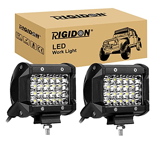 RIGIDON 2 Pcs 10 cm 60W Phare de Travail LED Quad, 9D 4 Pouces 12V 24V Lampe de Travail LED, Feux de Travail LED pour Offroad Voiture camions SUV 4x4 Tracteur,...