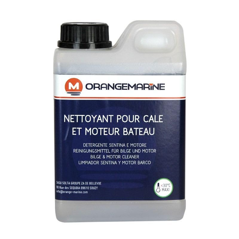 Orangemarine Nettoyant Cale & Moteur Bateau 1 L – Dégraissant Puissant sans Solvants Chlorés | Élimine Graisses, Huiles & Cambouis | Usage Froid