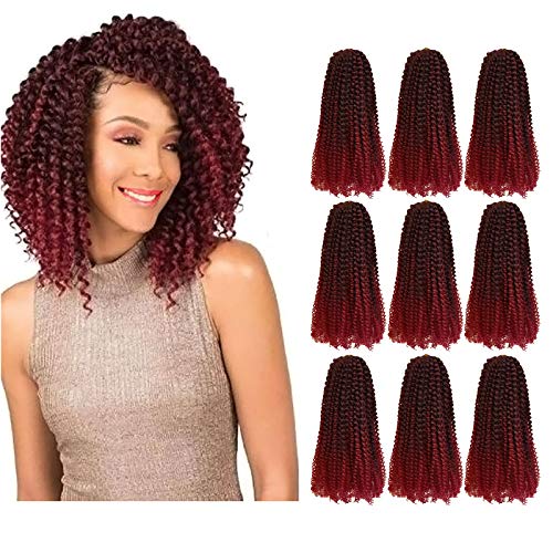 Ameng Curly Crochet Hair 12 Inch Passion Twist Hair Braid Kinky Curly Short Marlybob Crochet Hair 9 BundlesLot Synthetic Ombre Braiding Hair Extensions For Women（1B99J）