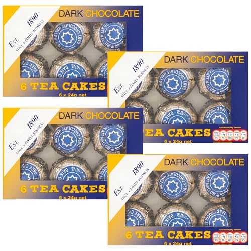 Scottish Tea Cake Bundle With Tunnock Tea Cakes Dark Chocolate 6x24g (4 Pack)