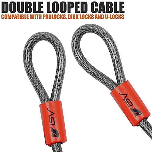 Bv 30Ft Security Steel Cable With Loops, Flex Cable, Lock Cable 3/8 Inch, For U-Lock And Padlock #TOP5