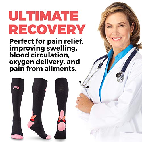 Image of POWERLIX Compression Socks for Women & Men (Pair) for Neuropathy Swelling Pain Relief 20-30 mmHg Medical Knee-high Stockings