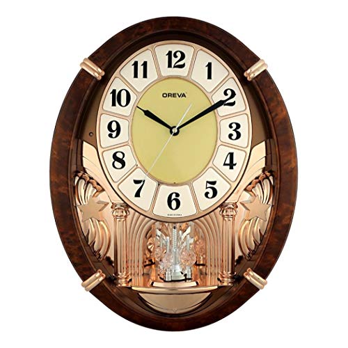 Image of Oreva Plastic Rotating and Musical Pendulum Wall Clock (35.0 cm x 9.2 cm x 44.5 cm, AQ-2207) (Copper)