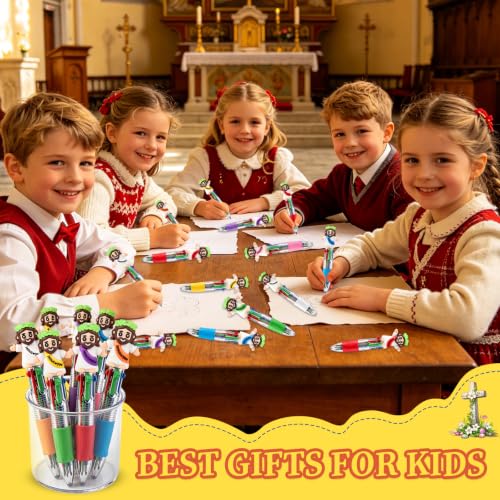 Image of CZWZ 30Pcs Mini Multicolor Pens in One 4-in-1 Cute Pens Bulk for Kids, Ballpoint Pen for Birthdays and Parties, Fun Gifts Assorted Ink Kawaii Pen(Jesus Christ)