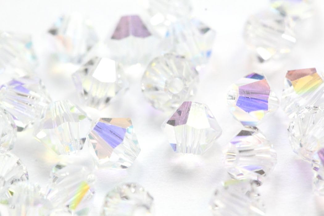 100 cuentas de cristal biicono facetado de 5 mm Adabele austriaco transparente compatible con cristales de Swarovski, 5301/5328