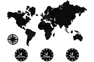 Large Silent Non-Ticking Personalized World Map Wall Clock
