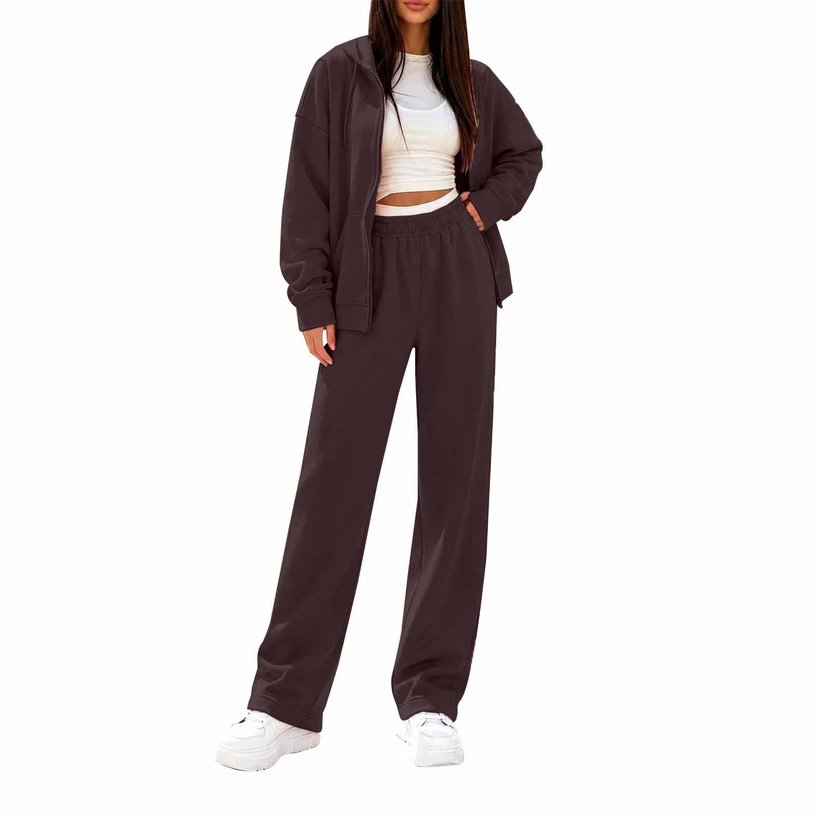Tuta Donna Sportiva Ginnastica Felpa con Zip e Cappuccio Pantaloni