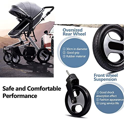 Zhiding Babykar 3 in 1 opvouwbare buggy 72-wheeler, kinderwagen met extra grote luchtwielen, voor kinderen schakelbare fietswalking, lange reis voor pasgeboren en peuter) (Color : Gray) - Afbeelding 6
