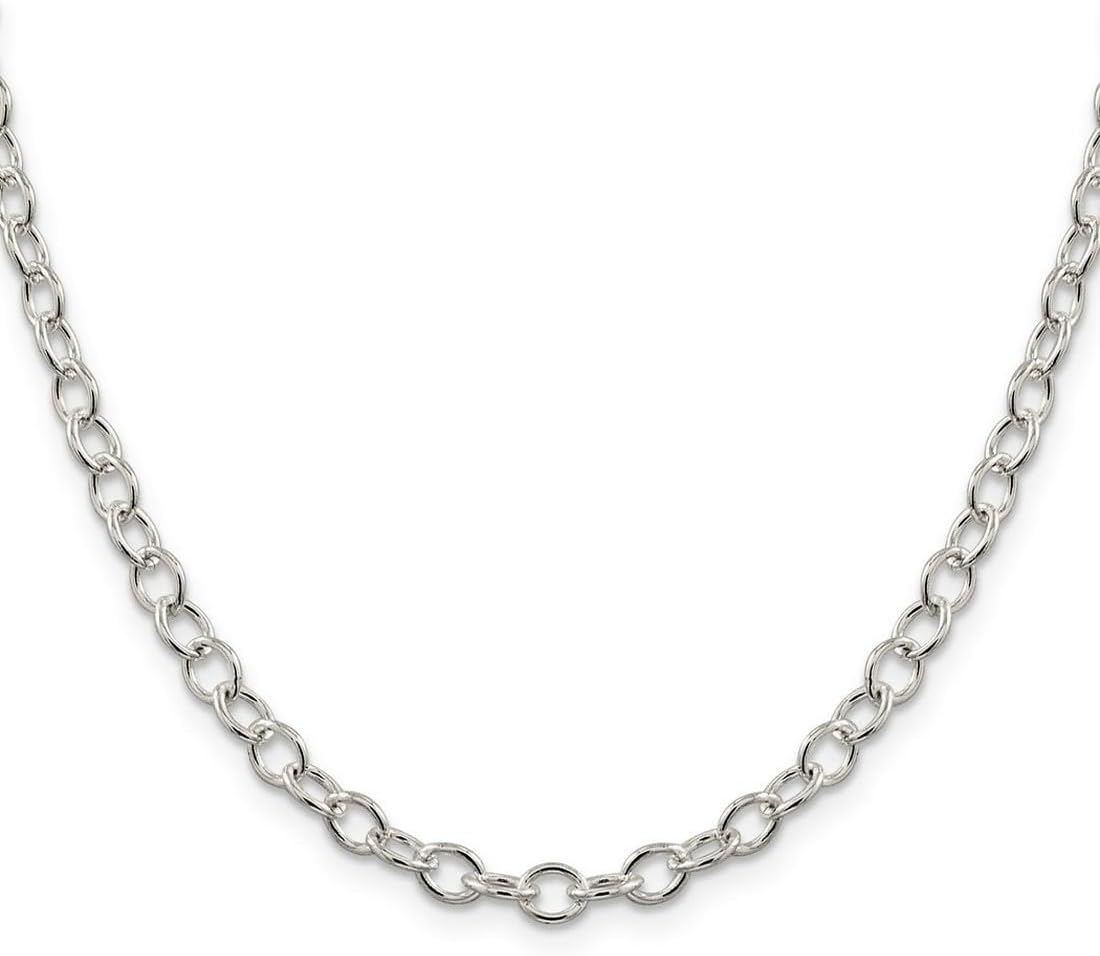 JewelryWeb 925 Sterling Silver Oval Polished Chain Necklace 16 Inch 5.3mm Lobster Claw Chain Necklace for Women and Men - Image 3